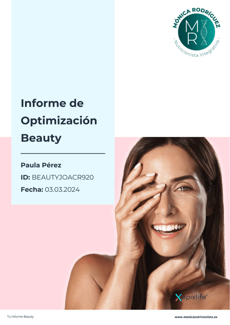 Informe de optimización epigenética Beauty incluido en mis servicios de nutricionista en Oviedo.